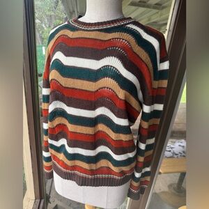 Monsanto soft acrylic 1970s striped statement sweater pullover